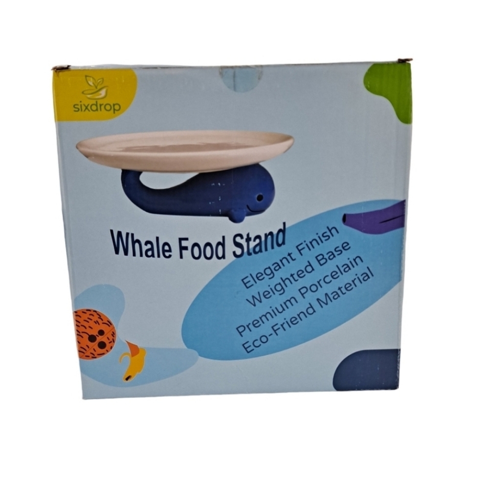 Sixdrop Whale Food Stand Decorative Kitchen Cupcake, Snacks, Desserts Plate
